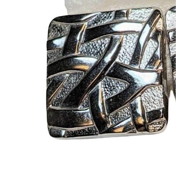 Silver Square Knot & Crystal Stud Pierced Earrings Set Of 3 A280 - Picture 7 of 14